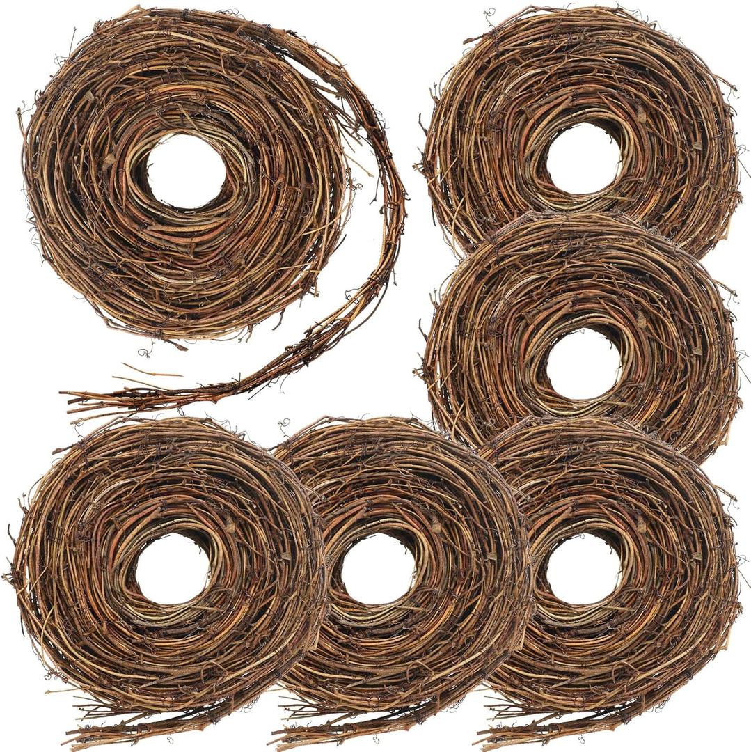 Janinka 6 Pcs 15 Feet Grapevine Garland Natural Grapevine Wreath for Crafts DIY Twig Garland Rattan Hanging Vine Wreath for Wedding House Holiday Door Vase Wall Home Decor