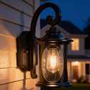 Porch Lights Outdoor, Outdoor Wall Light Fixtures, Waterproof Exterior Lighting Fixtures with Clear Glass Shade, Black Outside Sconce Lights for House, Garager (13.5inch,Bulb Not Included)