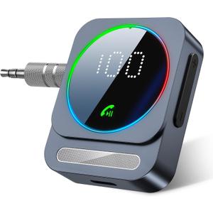 Bluetooth Aux Adapter, SONRU Bluetooth 5.3 Receiver for Car, Wireless Audio Receiver for Car/Home Stereo/Wired Headphones/Speaker, Dual AUX Outputs, RCA AUX 3.5mm (Silver)