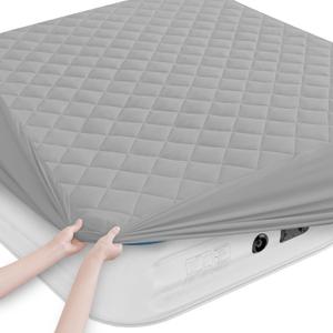 Twin Mattress Pad, Soft Quilted Air Mattress Topper Twin with Extra Deep Pocket, Breathable and Noiseless Air Mattress Cover Mattress Pad Fits Up to 23 Inch, Grey