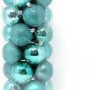 Allgala Christmas Balls 24 PK 2.33 Inch (6CM) Pre-Strung Shatter Proof Christmas Ornament Balls for Xmas Tree-4 Style-Turquoise