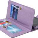 for iPhone 11 Case,for iPhone11 Case, 2 in 1 Detachable Wallet Magnetic Case PU Leather Flip Cover with Strap [Money Pocket][6 Card Slots] -Purple