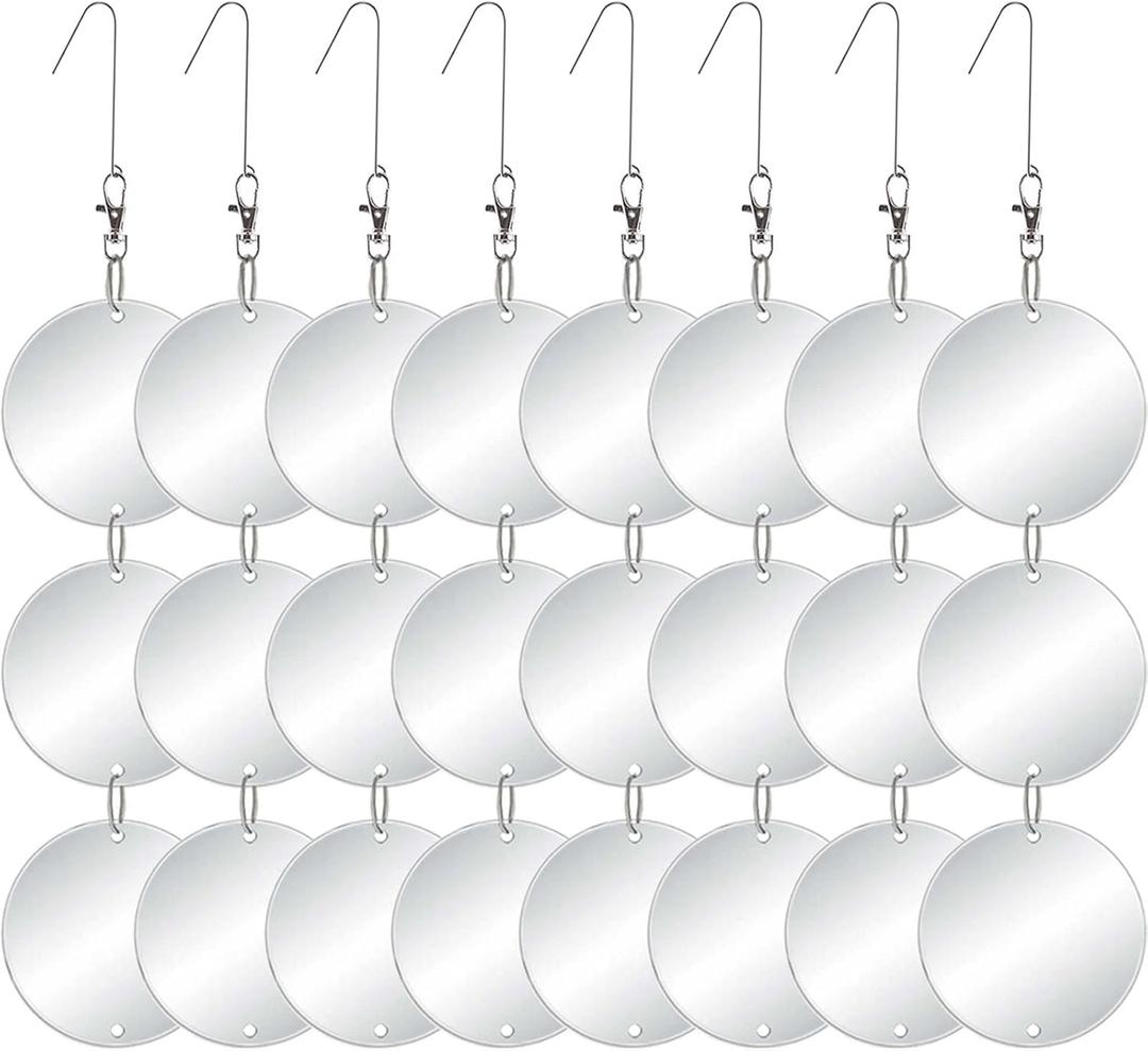 Chephon Upgraded Bird Scare Discs Set - Large 24 Discs - Highly Reflective Double-Sided Bird Reflectors Scare Devices - Better to Keep Most Birds Away Like Woodpecker and Pigeon