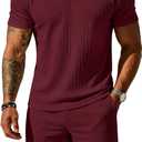 UOUA Mens Shorts Set Crewneck Short Sleeve T-Shirt & Shorts Twisted Texture 2 Piece Summer Outfits Casual Matching Sets, Medium