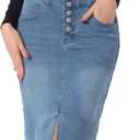 Allegra K Women's Jean Skirts Split Casual High Waist Bodycon Denim Pencil Skirt (Medium, Light Blue)