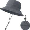 Waterproof Bucket Hat for Women Men Rain Hat Wide Brim Packable Sun Hat UV Protection Summer Beach Fishing Hiking Safari Hat (One Size, Grey)