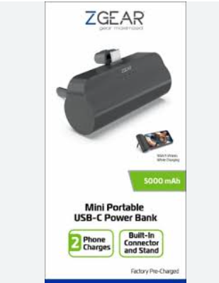Z Gear Mini Portable USB-C Power Bank 5000 mAh