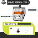 Halogen Headlights Assembly for 2008 2009 2010 Ford F250 F350 F450 F550 Super Duty Headlamp Replacement, High/Low Beam W/Bulbs, Driver&Passenger Side