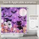 ZTHMOE Halloween Ghost Shower Curtain for Bathroom Purple Cute Cartoon Cat Spooky Horror Pumpkins Home Decorations Sets with 12 Hooks Waterproof Polyester 72" x 72"