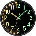JoFomp LED Wall Clock for Bedroom Night Glow, 12 Inch Silent Wall Clocks Battery Operated, Light Up Wall Clocks for Living Room Decor, Sound Control Modern Wall Clock Glow in Dark for Kitchen Office