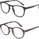 BLUEMOKY Reading Glasses for Women Men, Blue Light Blocking Glasses 2 Pack, Computer Readers, Spring Hinge