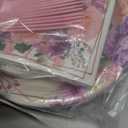 Grencian 96Pcs Spring Floral Party Supplies Pink Purple Flowers Paper Plates and Napkins Disposable Spring Floral Tableware Set for Tea Party Wedding Bridal Shower Baby Shower, Serves 24