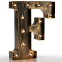 Vintage Light Up Marquee Letters with Lights – Illuminated Industrial Style Lighted Alphabet Letter Signs - Coffee Bar Apartment Bedroom Wall Home Initials Decor - F