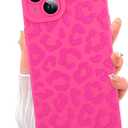 ZIYE for iPhone 14 Case Hot Pink Leopard Pattern Phone Case with Camera Protection,Soft TPU Silicone Rubber Protective Cover Cheetah Design Cases Compatible with iPhone 14 6.1 Inch