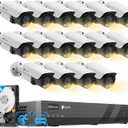 4COVR PoE 16 Channel Security Camera System, 2-Way Talk & Dual Lights Smart Full Color Night Vision, 16x 5MP Business IP67 Bullet IP Camera AI Human Vehicle Detection, 16CH NVR 4TB HDD, LY37YX5M1616