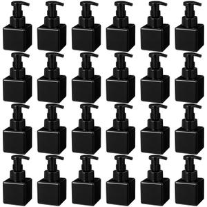 Domensi 24 Pcs Foam Pump Bottle Foaming Soap Dispenser Empty Travel Foaming Dispenser 8.5 oz Refillable Hand Soap Plastic Pump Bottle Travel Clear Container for Bathroom Vanities (Whole Black)