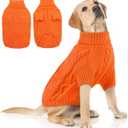 Queenmore XXL Dog Sweaters,Large Dog Sweater for Pitbull Doberman,Warm Turtleneck Knitted Big Pet Sweater for Male Femal Dogs,Extra Large Size Pet Winter Clothes (Orange,2XL)