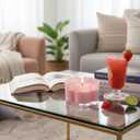 12.5oz Strawberry Daiquiri Scented Candle with Crystals Inside, Flower-Shaped Cute Glass Candle Gift, 45 Hour Burn Time, Pink Gifts Candles for Women, Valentine Candles, Best Friend Candle