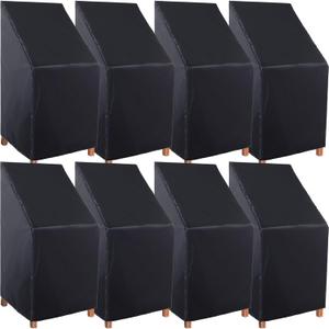 Tudomro 4 Pcs Stacking Outdoor Chair Covers Waterproof Black 210D Outdoor Patio Furniture Covers High Back Patio Chair Protection with Adjustable Hem Cord Weather Protection, 26 W x 26 D x 49 H Inch