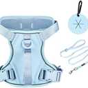 Petmolico Dog Harness for Small Dogs, Cute Harness Vest with Two Leash Clips and Soft Handle, Reflective Easy Walk Puppy Vest - Light Blue, X-Small