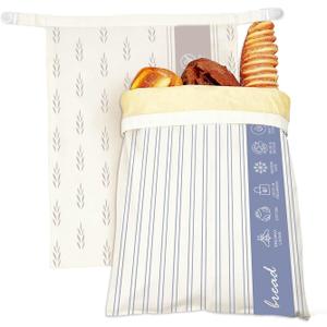 2 Pack Reusable Beeswax Bread Bags for Sourdough & Homemade Bread, Cotton Waxed Bags Keeps Fresh Longer XL Food Storage Bags with Beeswax Lining, Freezer Safe, Baking Supplies for Sourdough