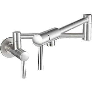 IMLEZON Pot Filler Faucet Stainless Steel Commercial Wall Mount Kitchen Sink Faucet Folding Stretchable with Single Hole Two Handles