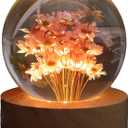 Suruim Daisy Flower Crystal Ball Night Light, Floral Resin Lamp Decor, Cute Daisy Gifts for Women and Girls, Flower Night Light for Bedroom, Living Room, or Office (Red Daisy)