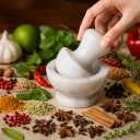 HIC Kitchen Mushroom Mortar and Pestle Set, Solid Carrara Marble, 3.8-Inch, Spice Herb Grinder, Pill Crusher, Nut Butter Maker