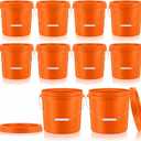 Tioncy 10 Pcs 2 Gallon Plastic Bucket with Lid Heavy Duty 2 Gallon Bucket Pail with Lid Handle for Storage Container Home Household Cleaning (Orange)