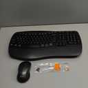 MEETION Ergonomic Keyboard and Mouse Wireless Combo, Wave Keys Natural Typing, 2.4G USB Receiver Wireless Keyboard with Wrist Rest, 4 Adjustable DPI Optical Mouse, Computer/Laptop/Windows/Mac, Black