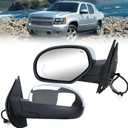 Chrome Driver Power Folding Side Mirror Compatible with 2007-2014 Chevy Suburban Tahoe Silverado Avalanche/GMC Yukon Sierra Heated/with Puddle Light/Turn Signal Indicator Left Mirrors