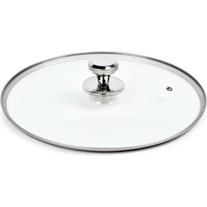 12 In Glass Lid for Frying Pan, Tempered Replacement Cover Compatible with All 12 inches Cookware for Skillets, Round Cast Iron, Cast Aluminium, Stainless Steel Pans & Pots