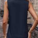 Womens V Neck Tank Tops Loose Fit Pleated Work Dressy Casual Tanks Summer Sleeveless Shirts (S)