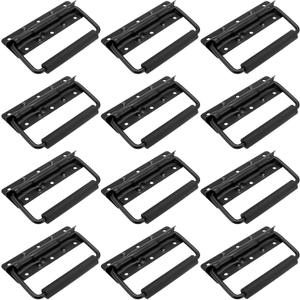 12 Pack 124mm Spring Loaded Case Handle, Folding Pull Handle, Surface Mount Chest Handles with Rubber Grip, Heavy Duty Chest Handle for Flight Case, Speaker, Cabinet, Black