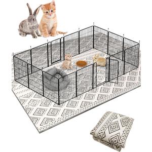BNOSDM 79"" X 55"" Washable Bunny Cage Liners Large Rug for Rabbits Large Non Slip Pad for Bunnies Resuable Rabbit Liner for Chinchillas Cats Guinea Pigs Ferrets Dogs, Black+Grey