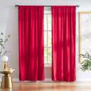 Pompom Velvet Red Curtains 95" inch Long Room Darkening Curtain Set for Living Room Bedroom Window Drapes Soft Winter Holiday Dcor Curtain Panels 42" w 2 Panels