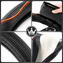 HighnessHwoo 3D Car Steering Wheel Cover Comfort Grip Massage Sporty Anti-Slip Carbon Fiber Faux Leather for Sedan SUV, Universal Fit, Car Handle Covers for All Seasons, 14.75-15.15in, Orange