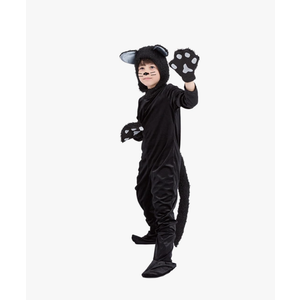 Black Cat Animal Costume Girls, Kids Black Cat Halloween Cosplay Dress up Jumpsuit Costume For Girls Boys