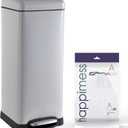 happimess HPM1007C Betty Retro 8-Gallon Step-Open Trash Can with Soft-Close Lid, Fingerprint Resistant, Modern, Minimalistic for Home, Kitchen, Laundry Room, Office, Bedroom, Bathroom, Gray
