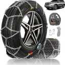Auto Fixing Snow Chains for Pickup Trucks & SUVs Off-road, Heavy Duty Quick Fit & Easy Installation Snow Tire Chains, Portable Reusable Emergency Tire Traction Chain, Set of 2 (HPK-2330)