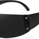 Trendy Rimless Star Y2K Sunglasses for Women Men Shield Oversized Wrap Around Frameless Sunglasses UV400 Protective