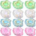 Honeydak 12 Pieces Inflatable Drink Holder Shell Drink Floats Sequin Reusable Inflatable Sea Animal Cup Coasters Pool Cup Holders for Summer Swimming Party Favors Decoration (White,Pink,Blue,Green)