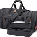 Sucipi Canvas Travel Duffel Bag for Men, Weekend Overnight Bag with Shoe Compartment and Toiletry Bag, Carry-On for Airplanes, Dark Grey (Dark Grey-3 piece set)