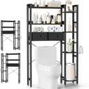 Housolution Over The Toilet Storage with 2 Drawers, 7 Tier Over Toilet Bathroom Organizer with Height Adjustable Shelves and Hooks, Space Saver Above Toilet for Bathroom/Restroom/Laundry, Black