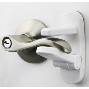 Door Lever Lock (2 Pack) – Prevents Toddlers from Opening Doors – Easy OneHand Operation for Adults – Durable ABS with 3M Adhesive Backing – No Tools Needed for Install