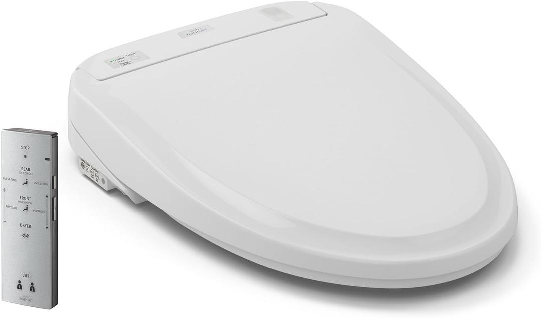 TOTO WASHLET S350e Electronic Bidet Toilet Seat with Auto Open and Close and EWATER+ Cleansing, Round, Cotton White - SW583#01