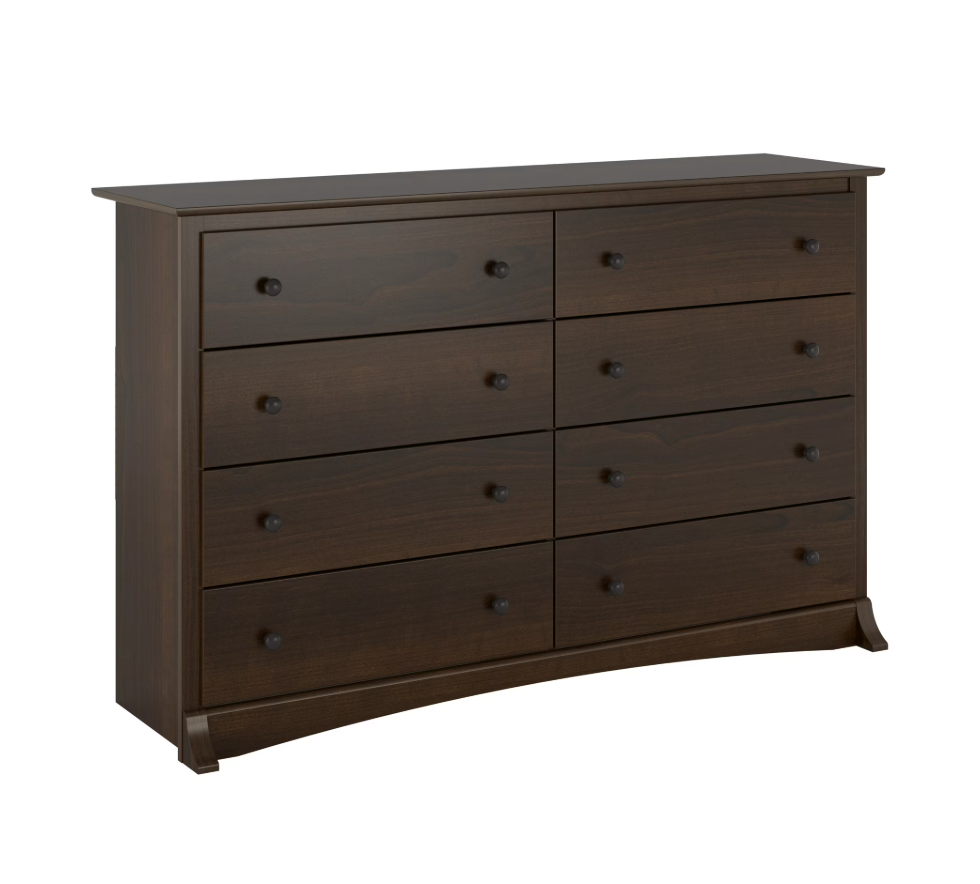 Prepac Sonoma 8 Drawer Double Dresser for Bedroom, Wide Chest of Drawers, Bedroom Furniture, Clothes Storage and Organizer, 17.25" D x 59" W x 37" H, In Espresso