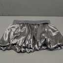 LETSVDO Women's Satin Bubble Mini Skirt Y2k Silk Puffy Ruffle Pleated High Waist A Line Balloon Short Skirts Silver, M