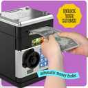 Piggy Bank for Kids - Electronic Money Saving Box w/Code- ATM Safe - Toy Coin Bank - Christmas Boys Toys for Age 3, 4, 5, 6, 7, 8, 9 - Birthday Gifts for 8, 9, 10, 11, 12 Year Old Boy and Girl (Black & Silver)