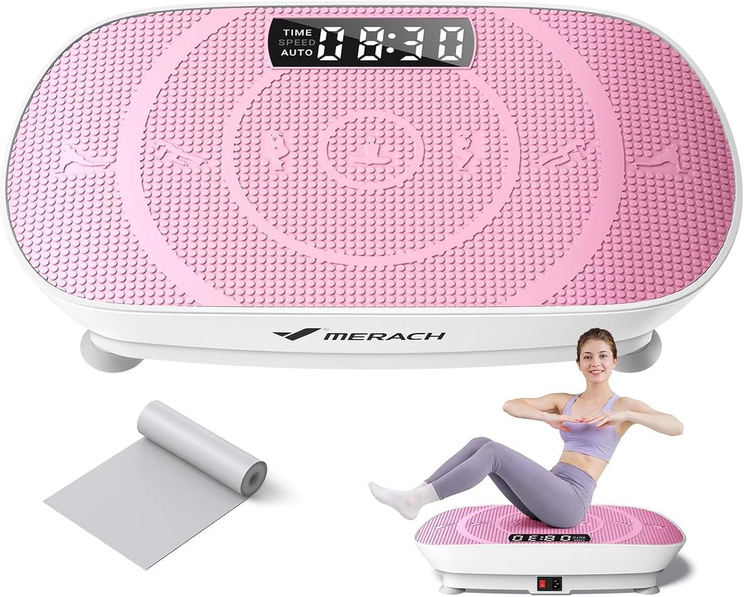 MERACH Vibration Plate Exercise Machine, Whole Body Workout Equipment for Women, Bluetooth and Silicone Pedal, Vibration Plate with Auto Mode, Vibrate Fitness Platform for Home